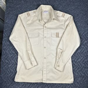 Vintage Macgregor Shirt Men’s Large Safari Epaulets Embroidered Beige